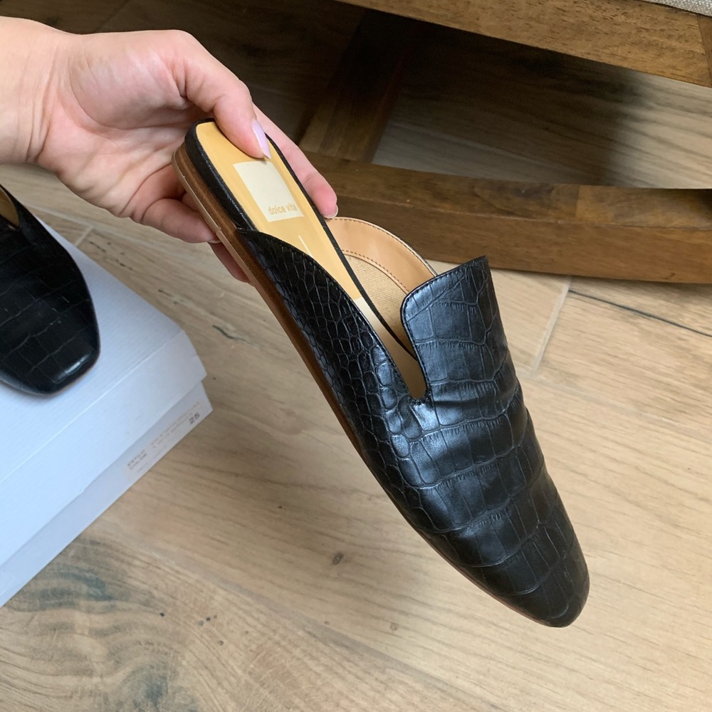Dolce Vita Black cocodrile mules 8.5